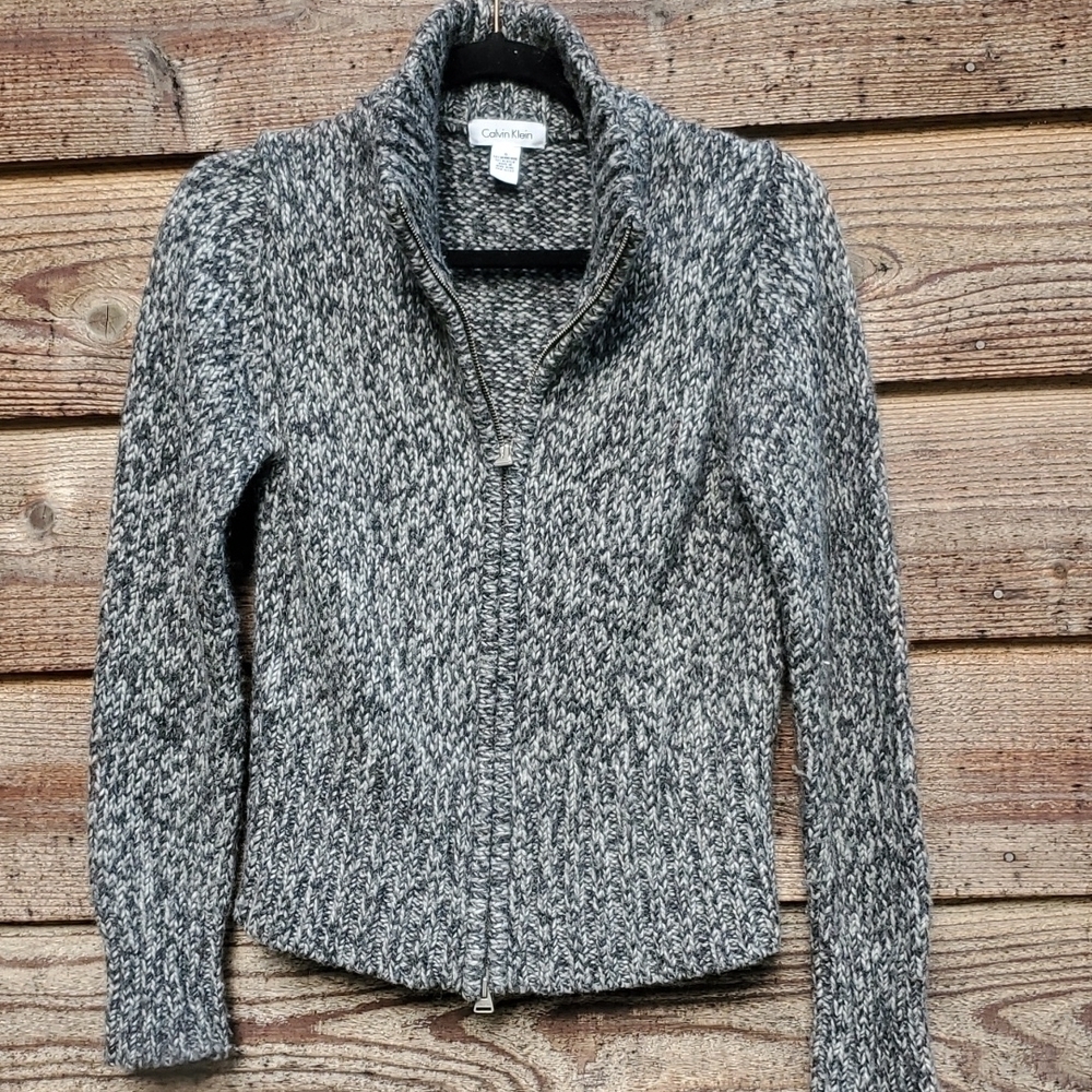 Calvin Klein zip front Wool blend Sweater Small